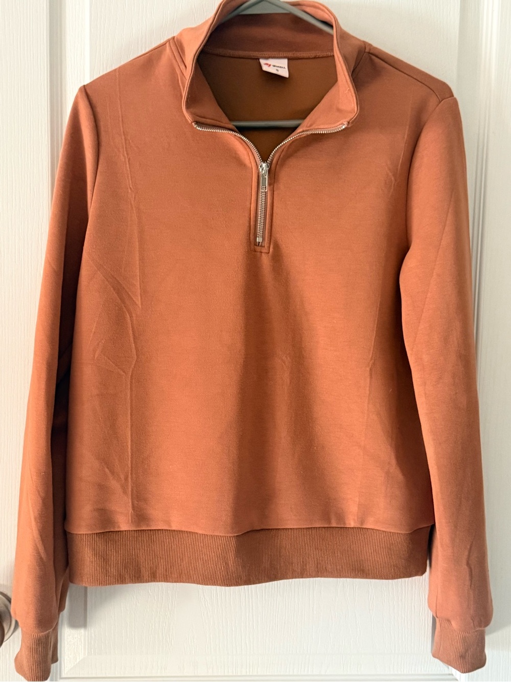 Women's Zip-Neck Sweater Pullover - Rust